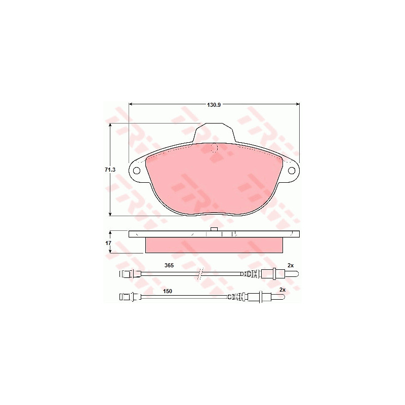 Jeu de quatre plaquettes de frein à disque TRW