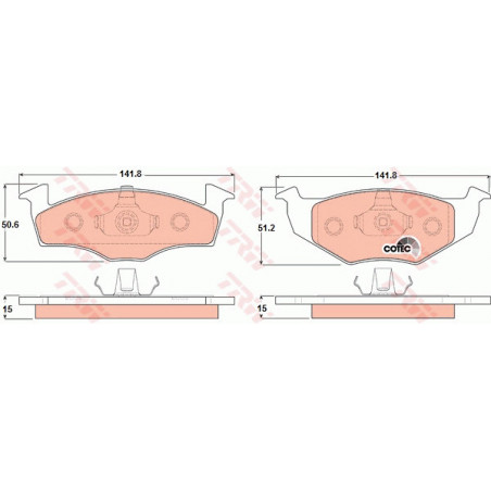 Jeu de quatre plaquettes de frein à disque TRW