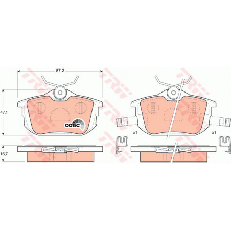 Jeu de quatre plaquettes de frein à disque TRW