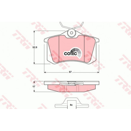 Jeu de quatre plaquettes de frein à disque TRW