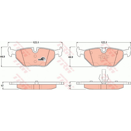 Jeu de quatre plaquettes de frein à disque TRW