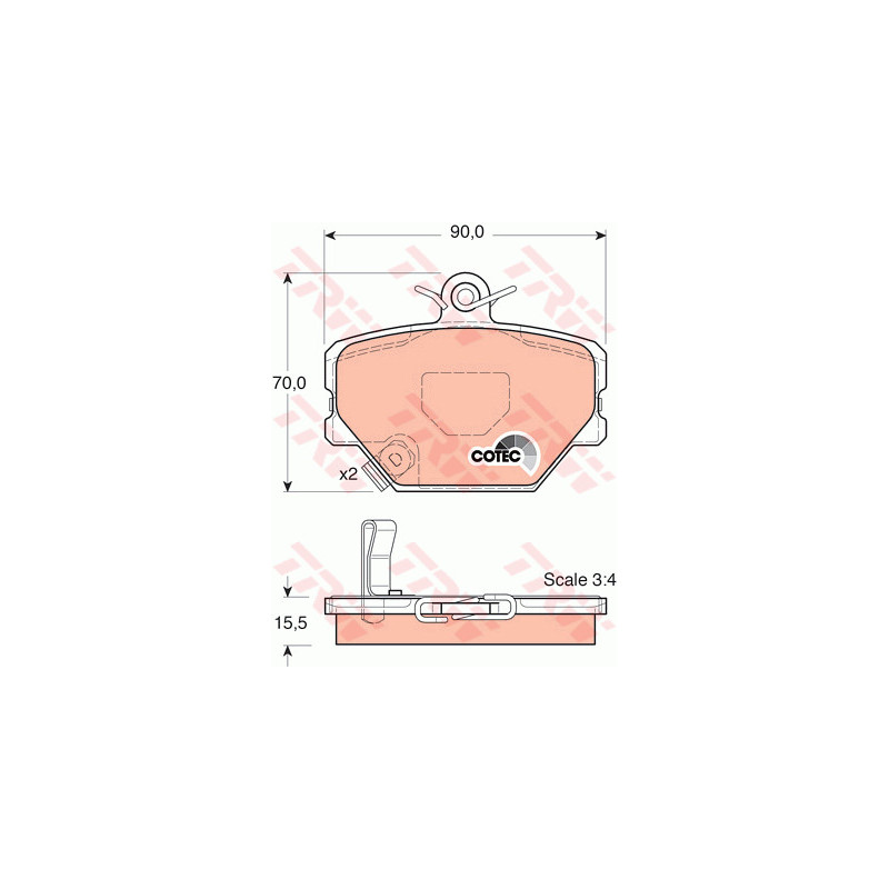 Jeu de quatre plaquettes de frein à disque TRW