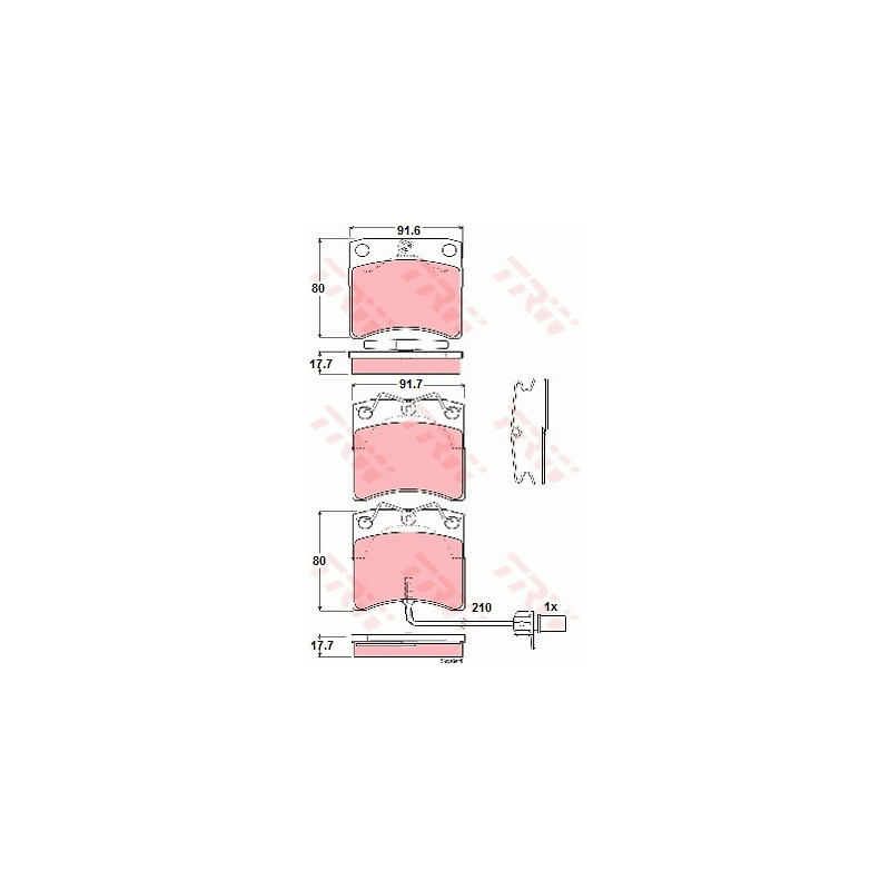Jeu de quatre plaquettes de frein à disque TRW