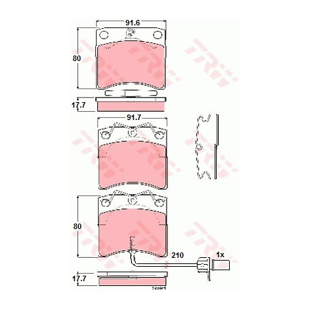 Jeu de quatre plaquettes de frein à disque TRW
