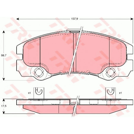 Jeu de quatre plaquettes de frein à disque TRW