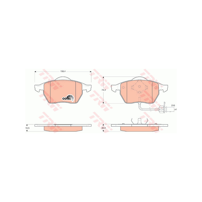 Jeu de quatre plaquettes de frein à disque TRW