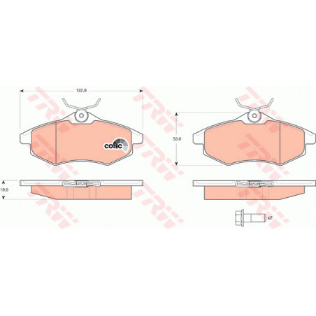 Jeu de quatre plaquettes de frein à disque TRW