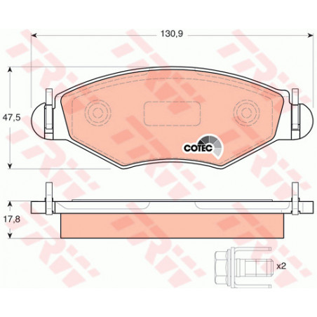 Jeu de quatre plaquettes de frein à disque TRW