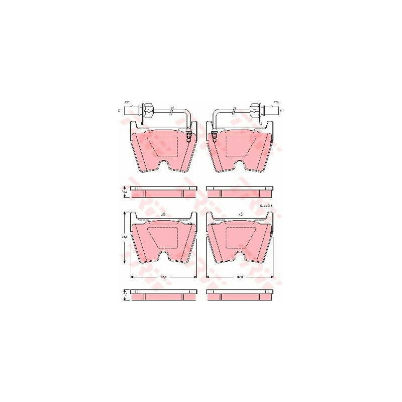 Jeu de quatre plaquettes de frein à disque TRW