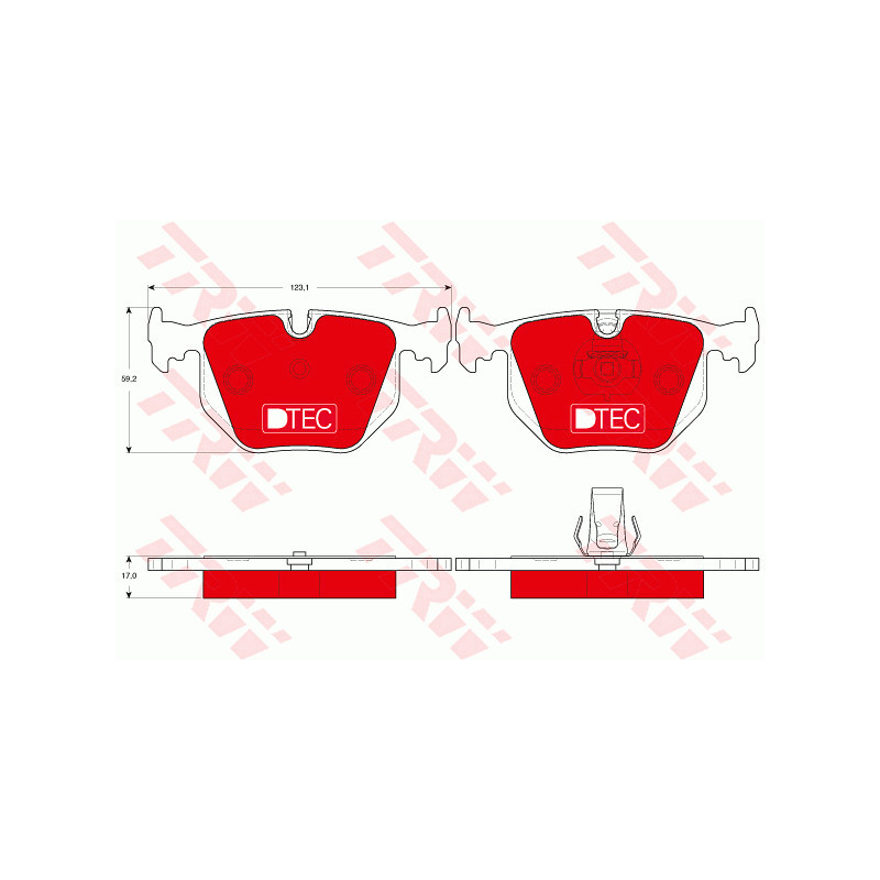 Jeu de quatre plaquettes de frein à disque TRW