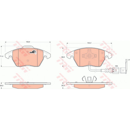 Jeu de quatre plaquettes de frein à disque TRW