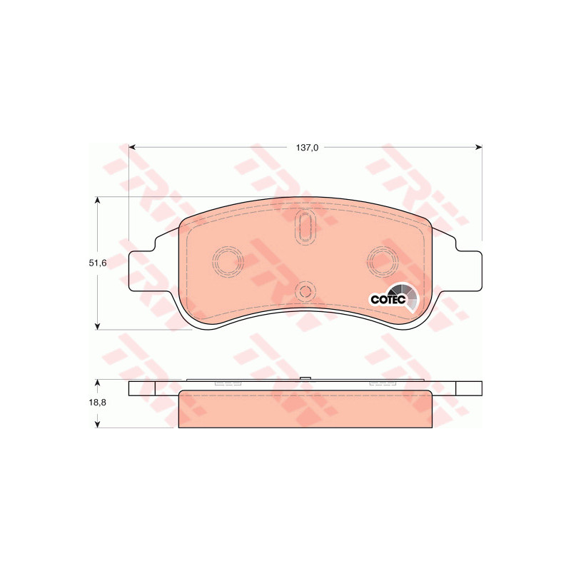 Jeu de quatre plaquettes de frein à disque TRW