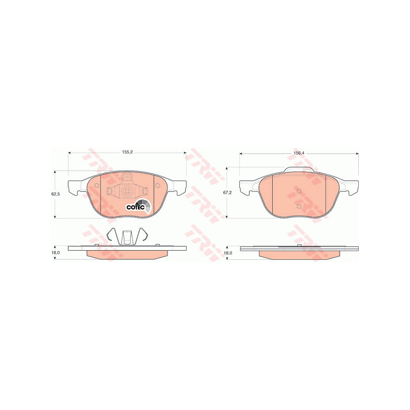 Jeu de quatre plaquettes de frein à disque TRW