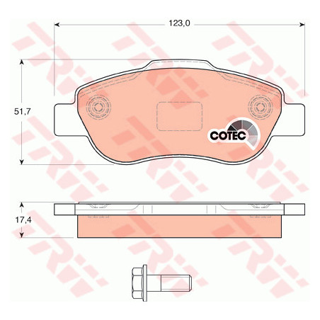 Jeu de quatre plaquettes de frein à disque TRW