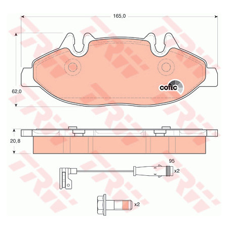 Jeu de quatre plaquettes de frein à disque TRW