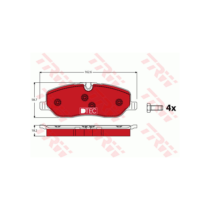 Jeu de quatre plaquettes de frein à disque TRW