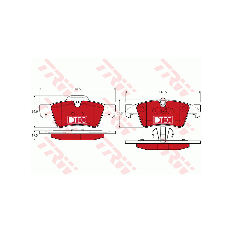 Jeu de quatre plaquettes de frein à disque TRW