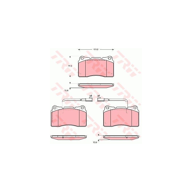 Jeu de quatre plaquettes de frein à disque TRW