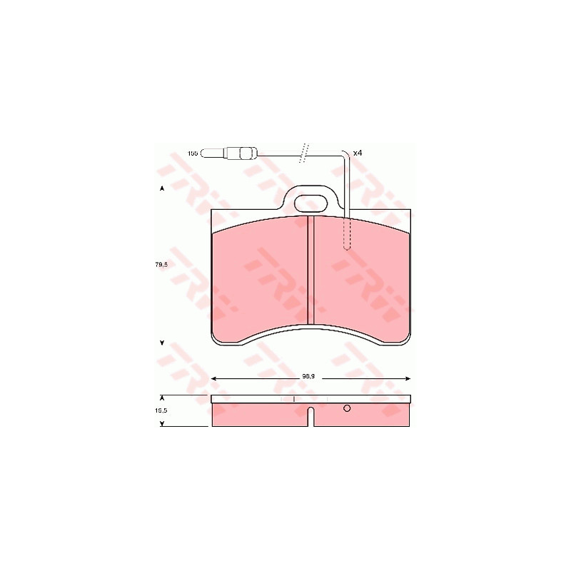 Jeu de quatre plaquettes de frein à disque TRW
