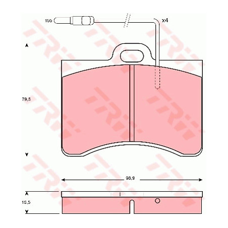 Jeu de quatre plaquettes de frein à disque TRW