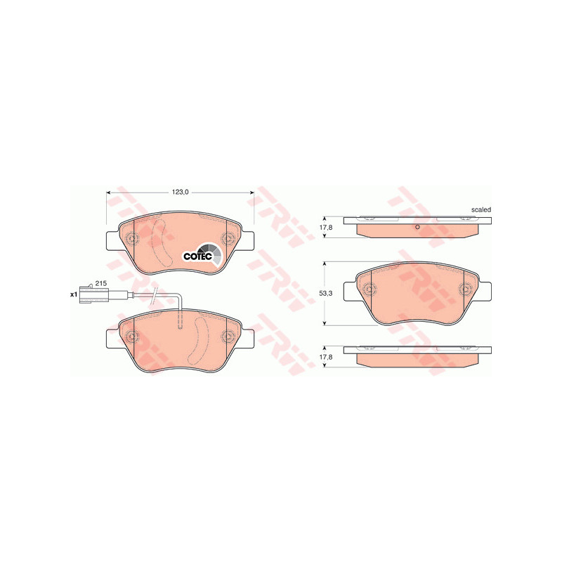 Jeu de quatre plaquettes de frein à disque TRW