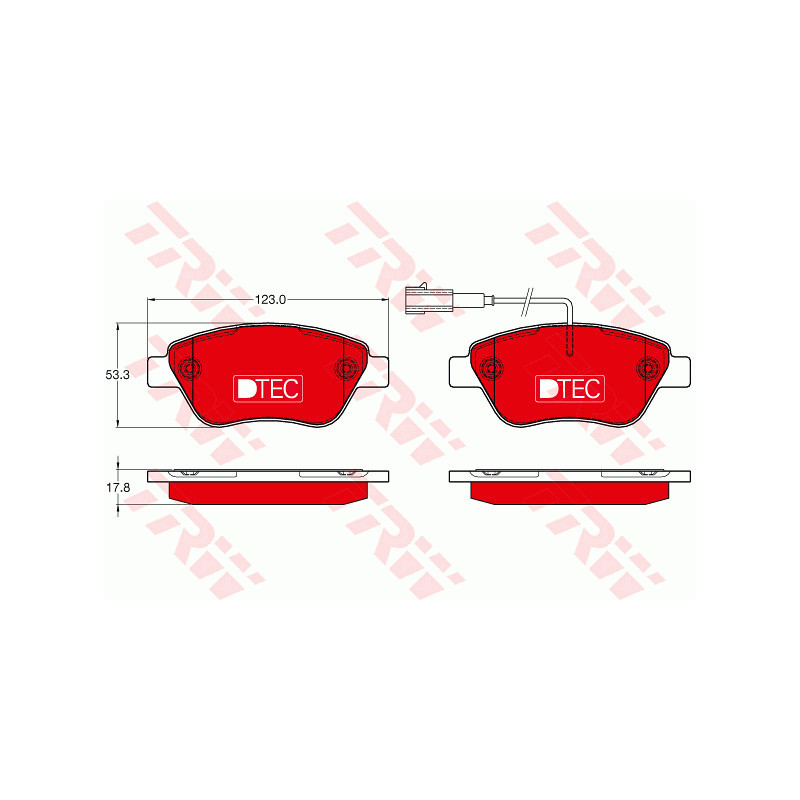 Jeu de quatre plaquettes de frein à disque TRW