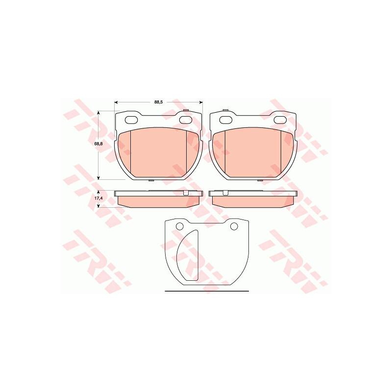 Jeu de quatre plaquettes de frein à disque TRW