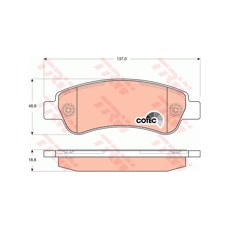 Jeu de quatre plaquettes de frein à disque TRW
