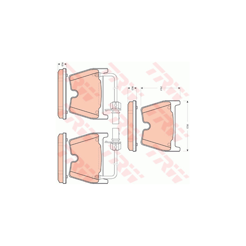 Jeu de quatre plaquettes de frein à disque TRW