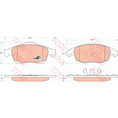 Jeu de quatre plaquettes de frein à disque TRW