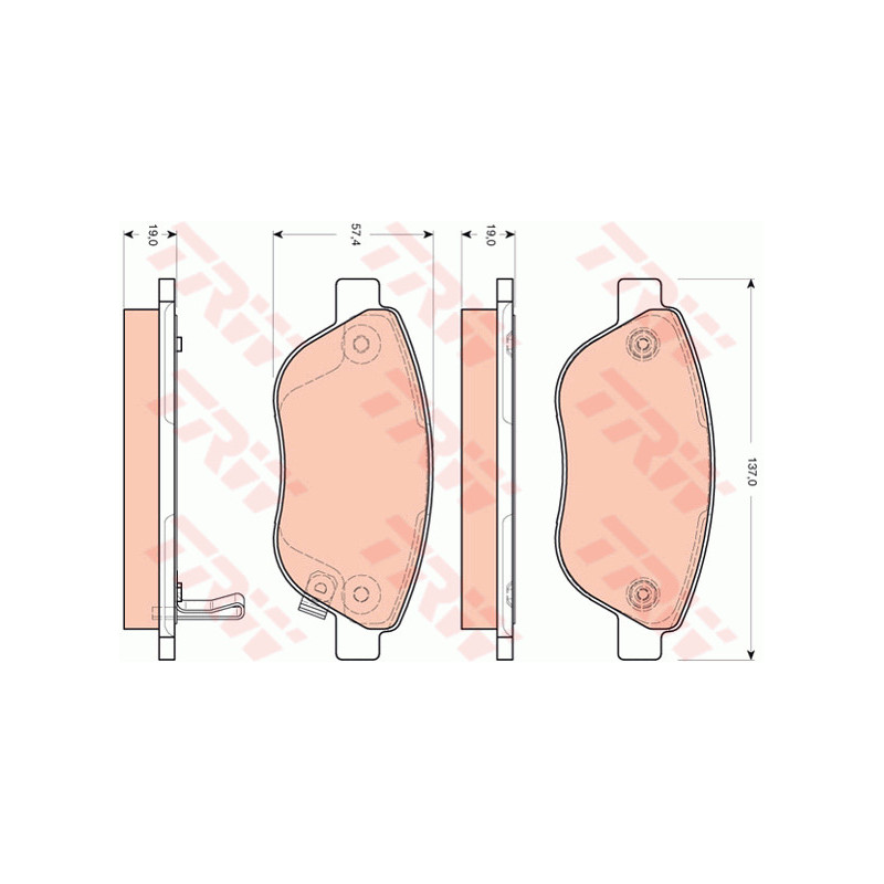 Jeu de quatre plaquettes de frein à disque TRW