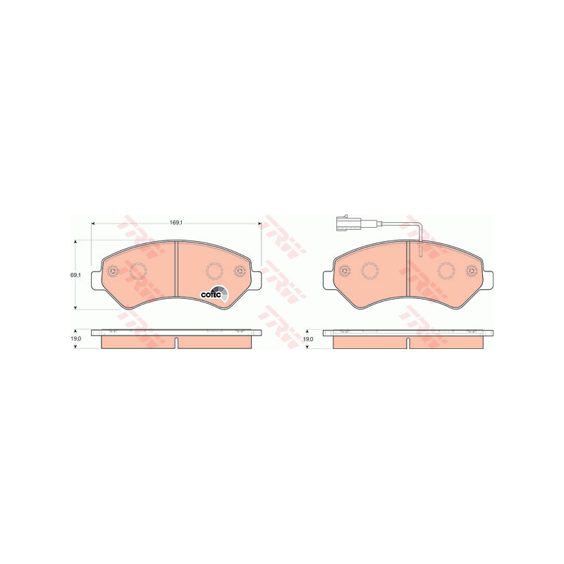 Jeu de quatre plaquettes de frein à disque TRW