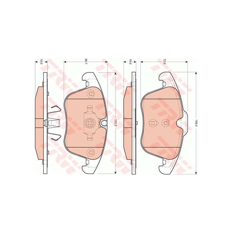 Jeu de quatre plaquettes de frein à disque TRW