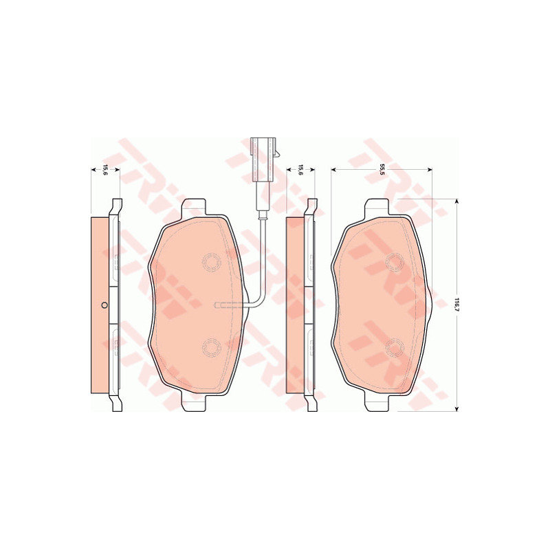 Jeu de quatre plaquettes de frein à disque TRW