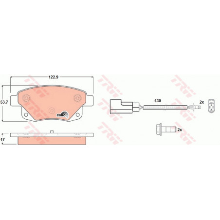 Jeu de quatre plaquettes de frein à disque TRW