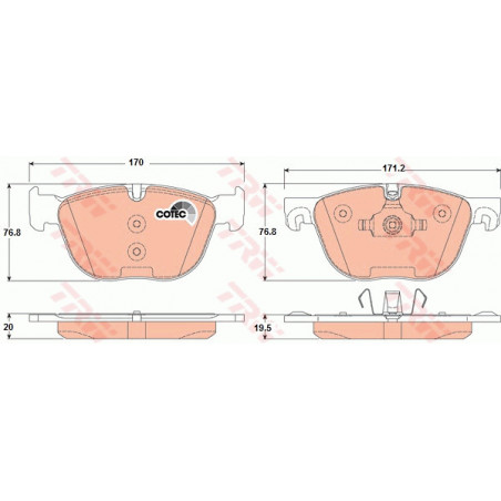Jeu de quatre plaquettes de frein à disque TRW