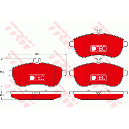 Jeu de quatre plaquettes de frein à disque TRW
