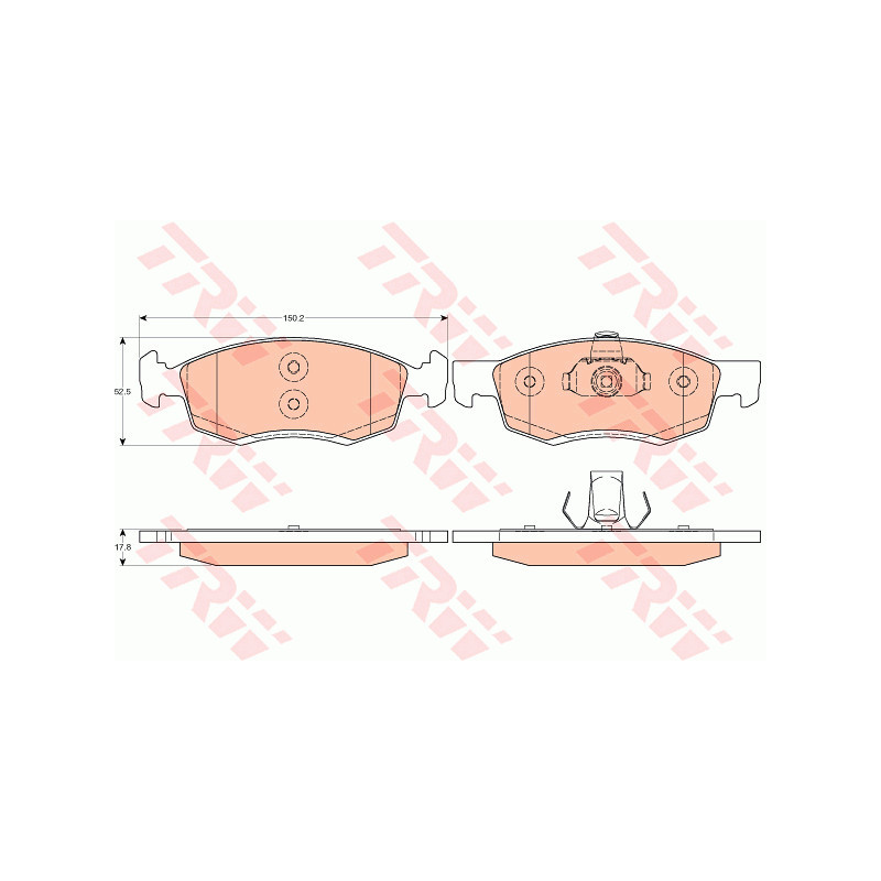 Jeu de quatre plaquettes de frein à disque TRW