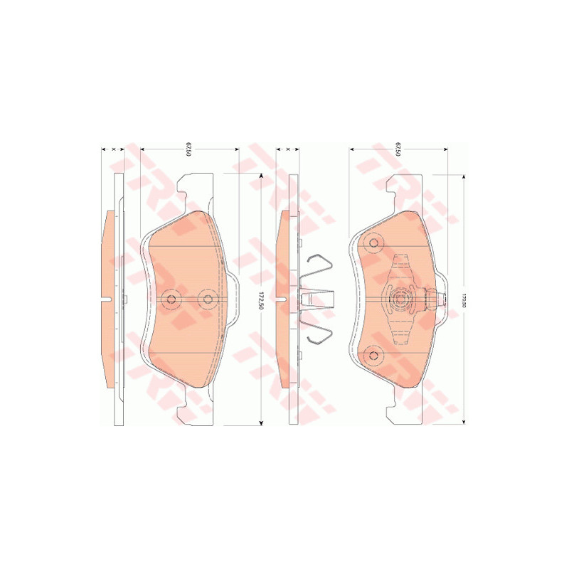 Jeu de quatre plaquettes de frein à disque TRW