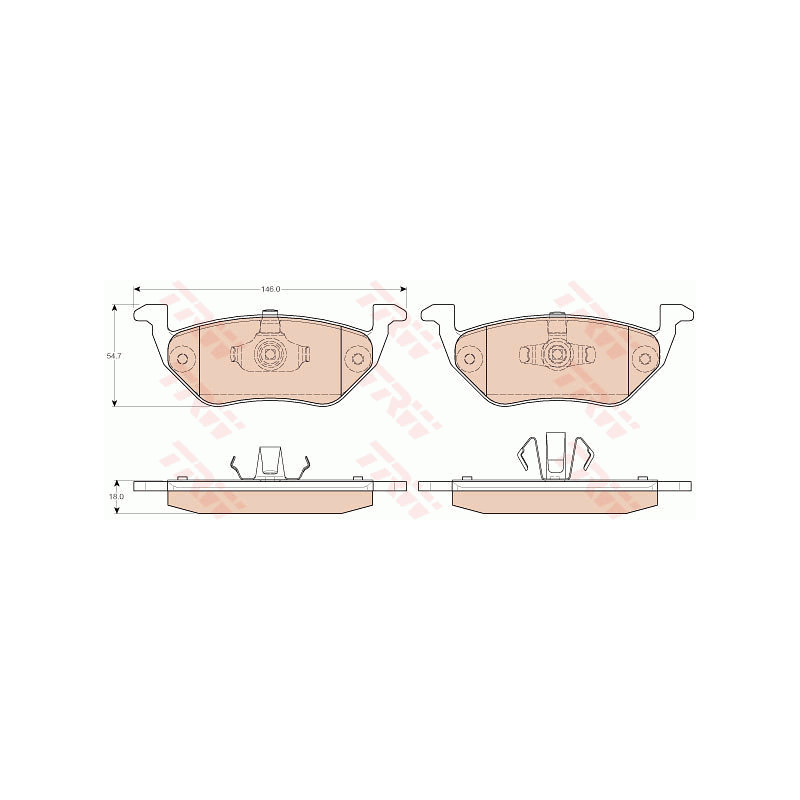 Jeu de quatre plaquettes de frein à disque TRW