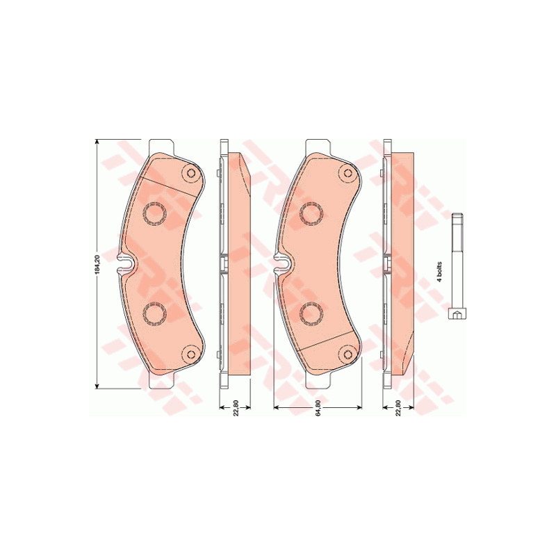 Jeu de quatre plaquettes de frein à disque TRW