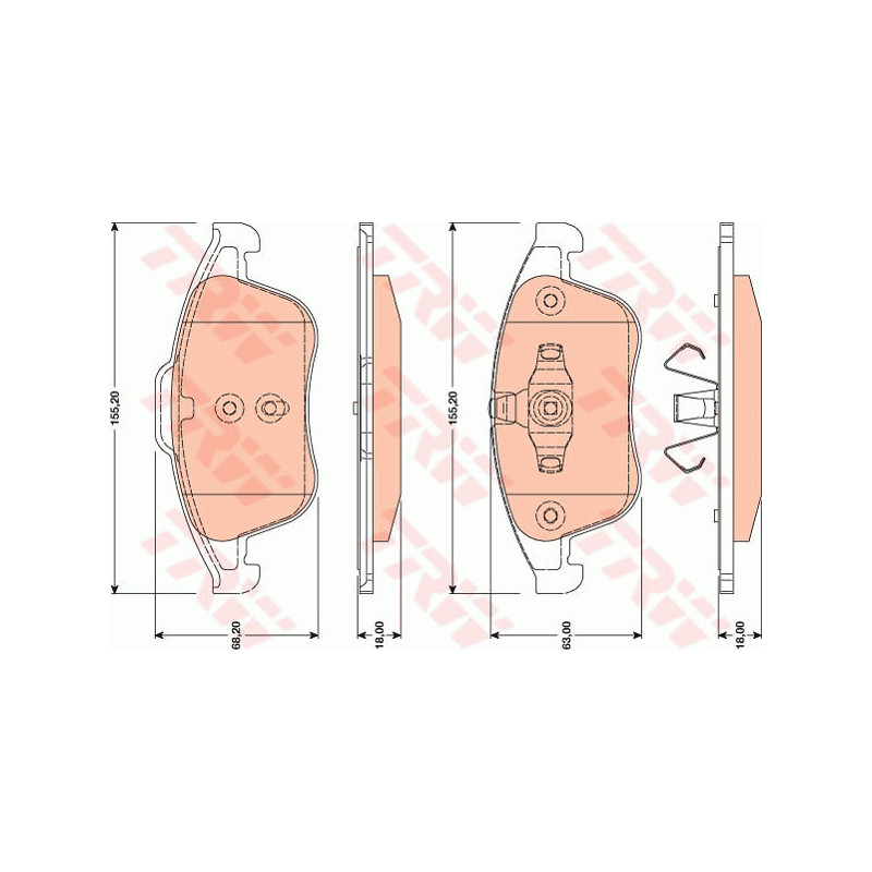 Jeu de quatre plaquettes de frein à disque TRW