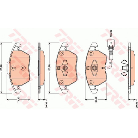 Jeu de quatre plaquettes de frein à disque TRW