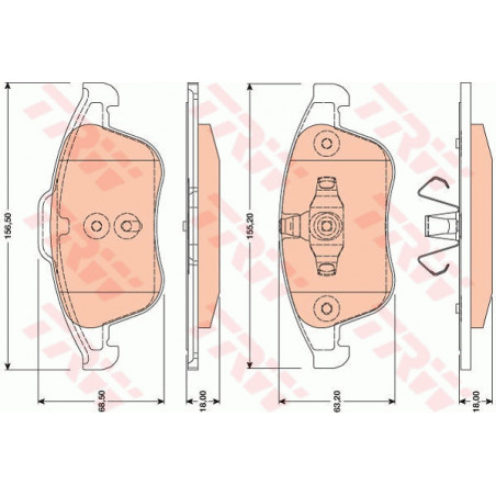 Jeu de quatre plaquettes de frein à disque TRW