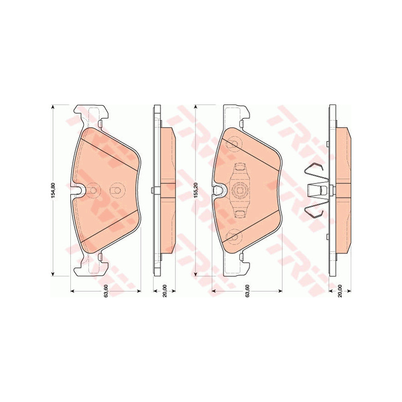 Jeu de quatre plaquettes de frein à disque TRW
