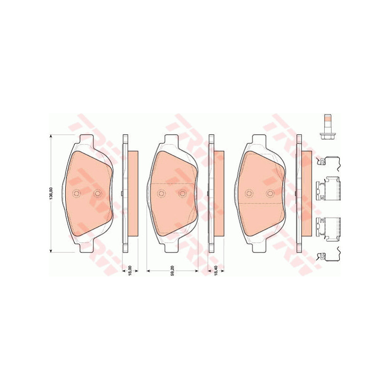 Jeu de quatre plaquettes de frein à disque TRW