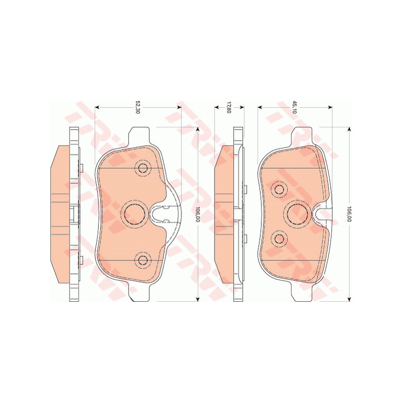 Jeu de quatre plaquettes de frein à disque TRW
