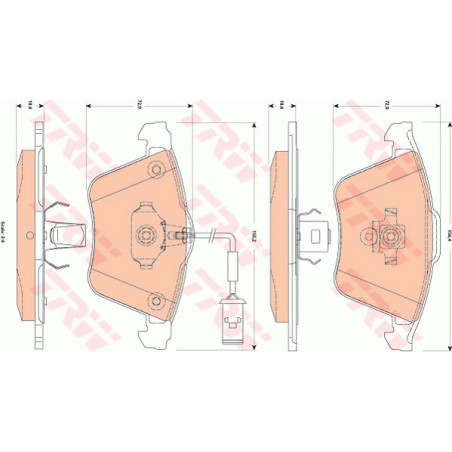 Jeu de quatre plaquettes de frein à disque TRW