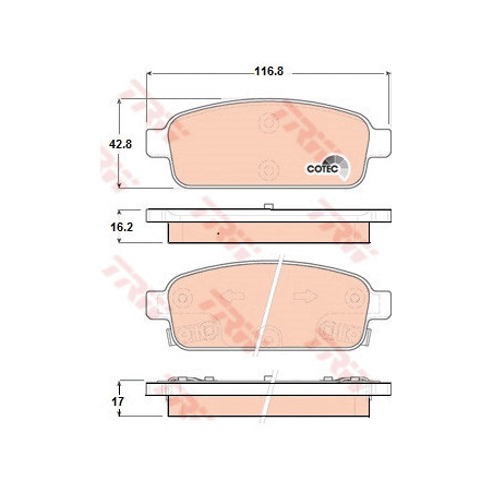 Jeu de quatre plaquettes de frein à disque TRW