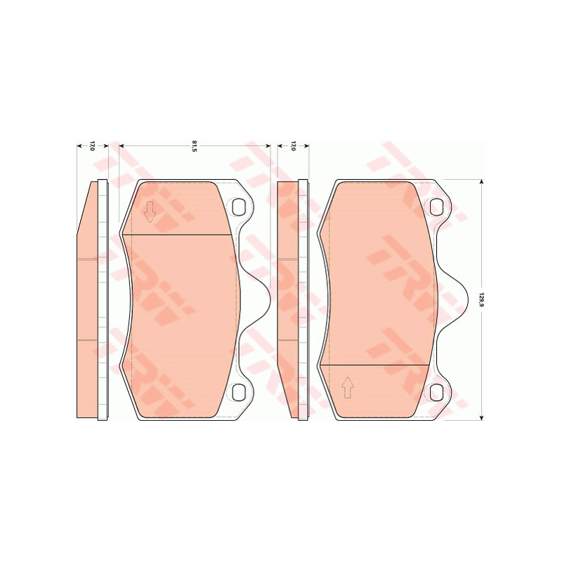 Jeu de quatre plaquettes de frein à disque TRW